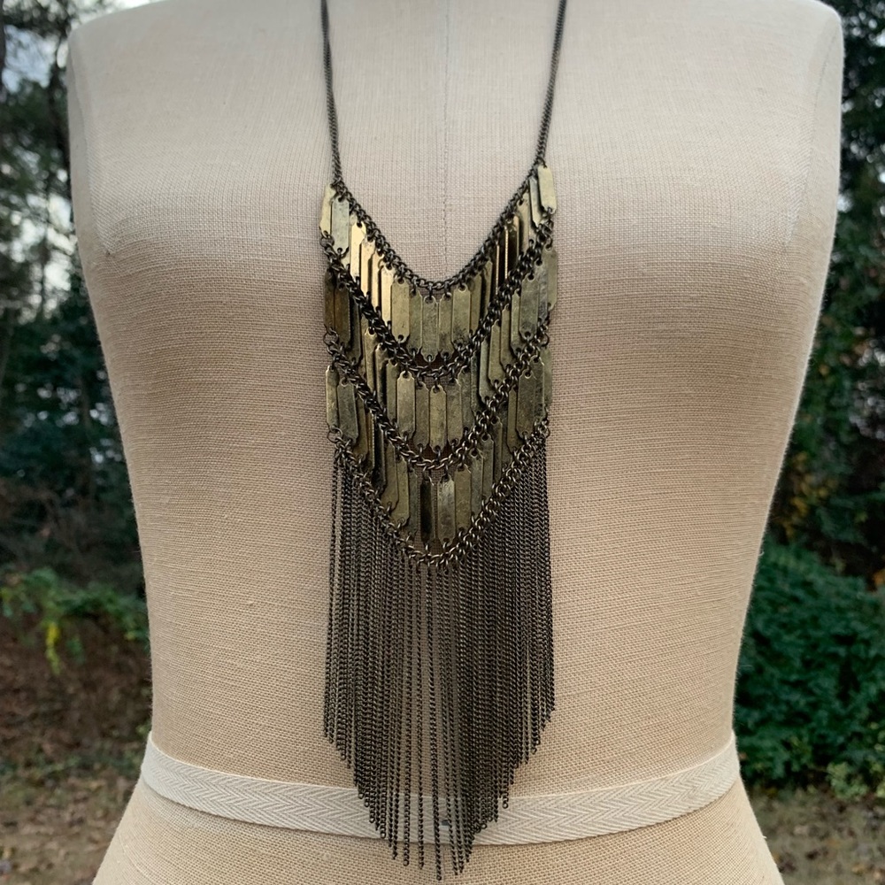 Chain Mail Fringe Statement Necklace - Picture 10 of 13